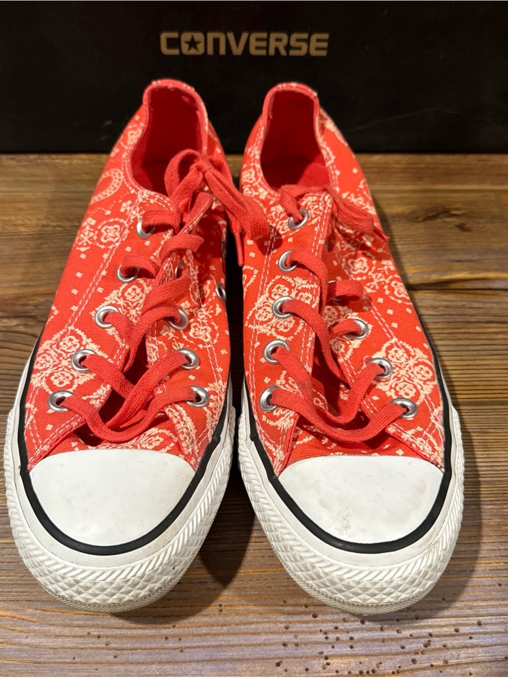 Converse Red Bandana-Print Low Top Sneakers